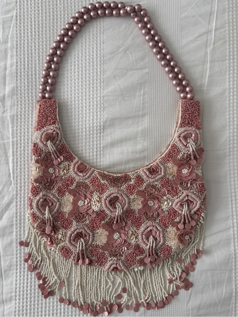 NWOT Made In India Pink Beaded Shoulder Bag